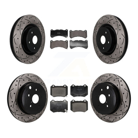 Front Rear Drill Slot Disc Brake Rotor Semi-Metallic Pad Kit For 2018-2020 Subaru WRX STI KDF-101835