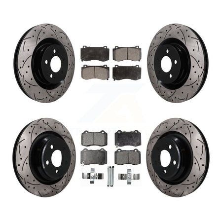 Front Rear Drilled Slot Brake Rotors Semi-Metallic Pad Kit For Dodge Charger Chrysler 300 KDF-101838