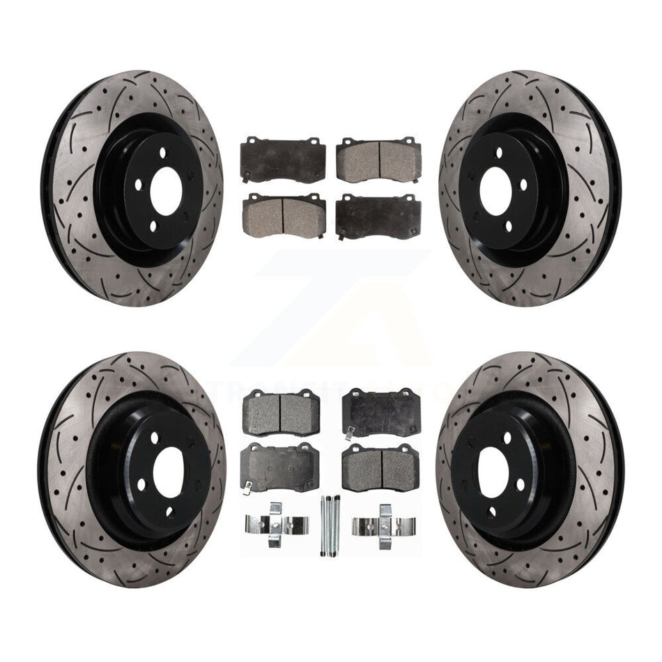 Front Rear Drilled Slot Brake Rotors Semi-Metallic Pad Kit For Dodge Charger Chrysler 300 KDF-101838