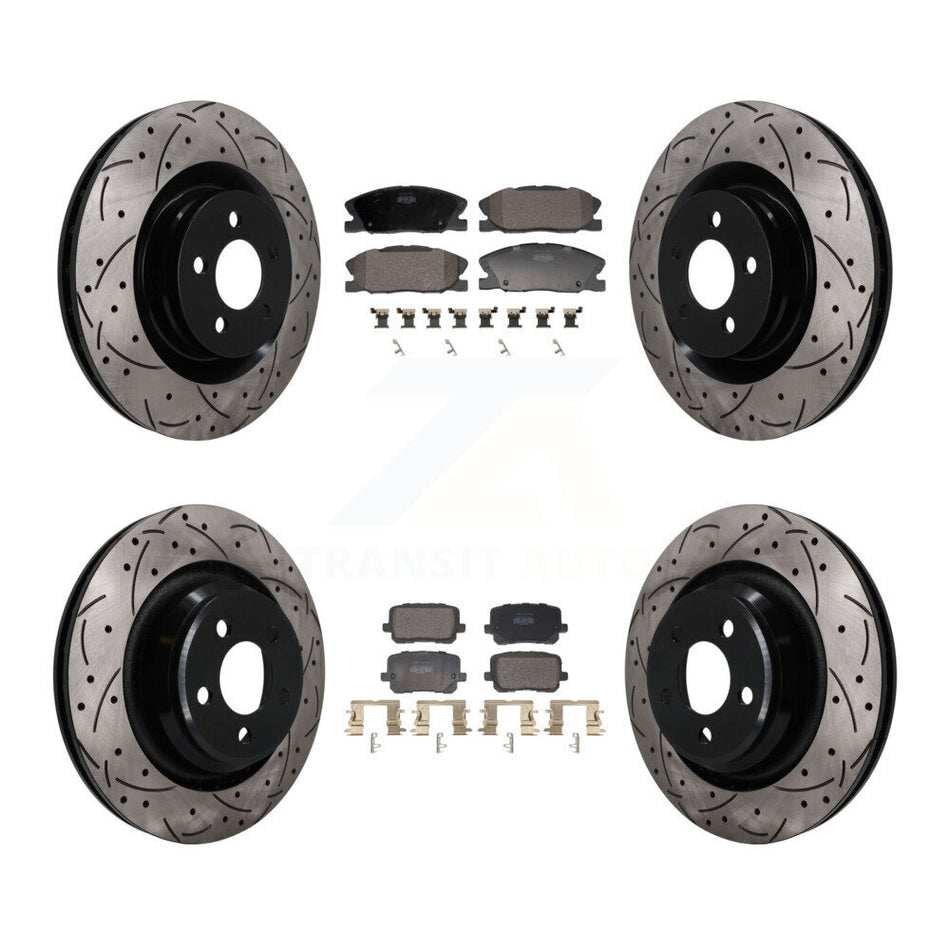 Front Rear Coated Drilled Slot Disc Brake Rotor & Semi-Metallic Pad Kit For Dodge Charger KDF-101839