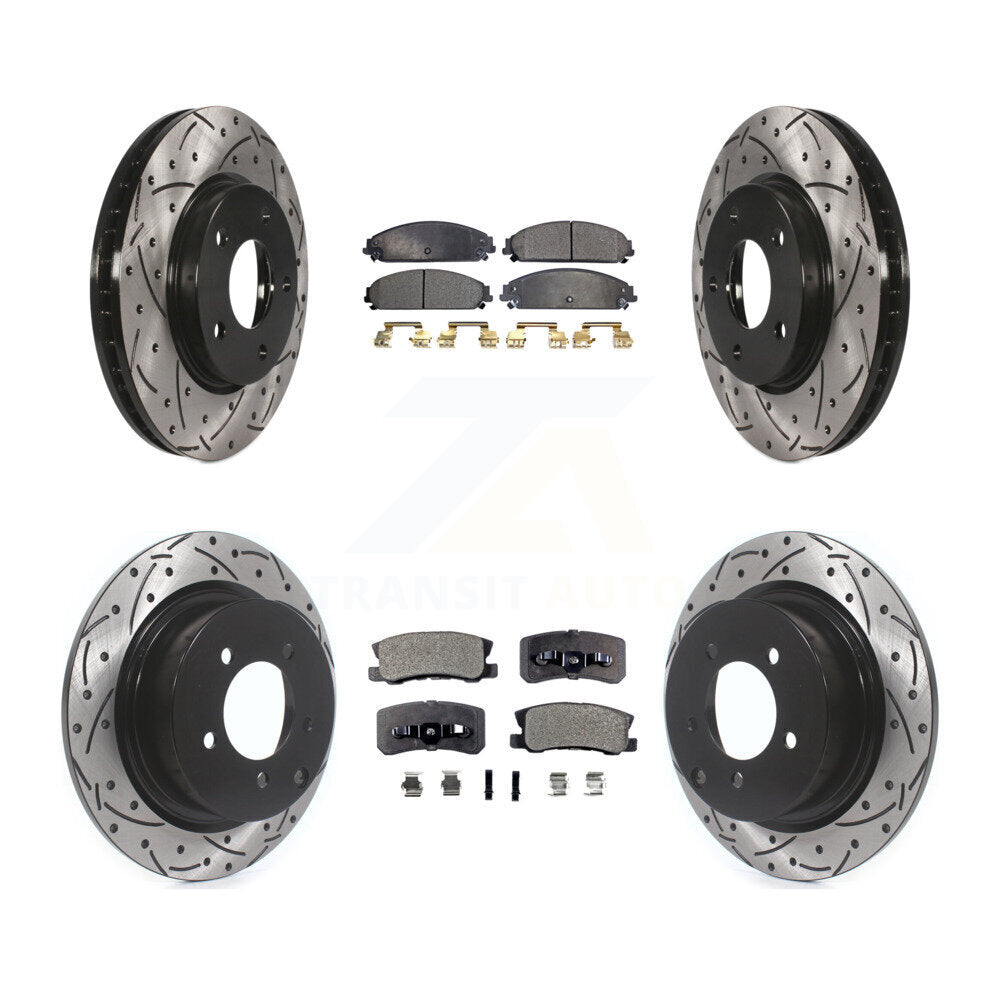 Front Rear Drill Slot Brake Rotor Semi-Metallic Pad Kit For 2008-2009 Dodge Caliber SRT-4 KDF-101849