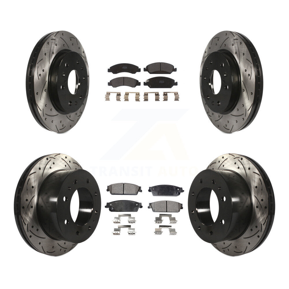 Front Rear Drill Slot Disc Brake Rotor Semi-Metallic Pad Kit For Chevrolet Silverado 1500 KDF-101850
