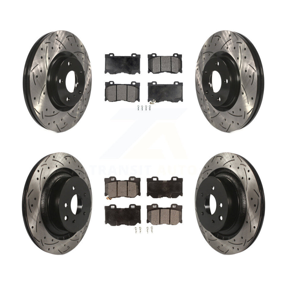 Front Rear Drilled Slot Brake Rotors Semi-Metallic Pad Kit For 2009-2013 INFINITI G37 AWD KDF-101852