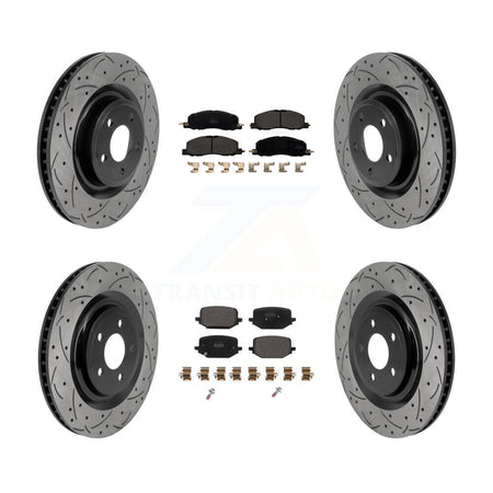 Front Rear Coated Drilled Slot Disc Brake Rotor Semi-Metallic Pad Kit For Lincoln Aviator KDF-101856