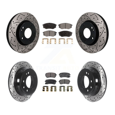 Front Rear Drilled Slot Brake Rotor Semi-Metallic Pad Kit For Hyundai Tucson Kia Sportage KDF-101857