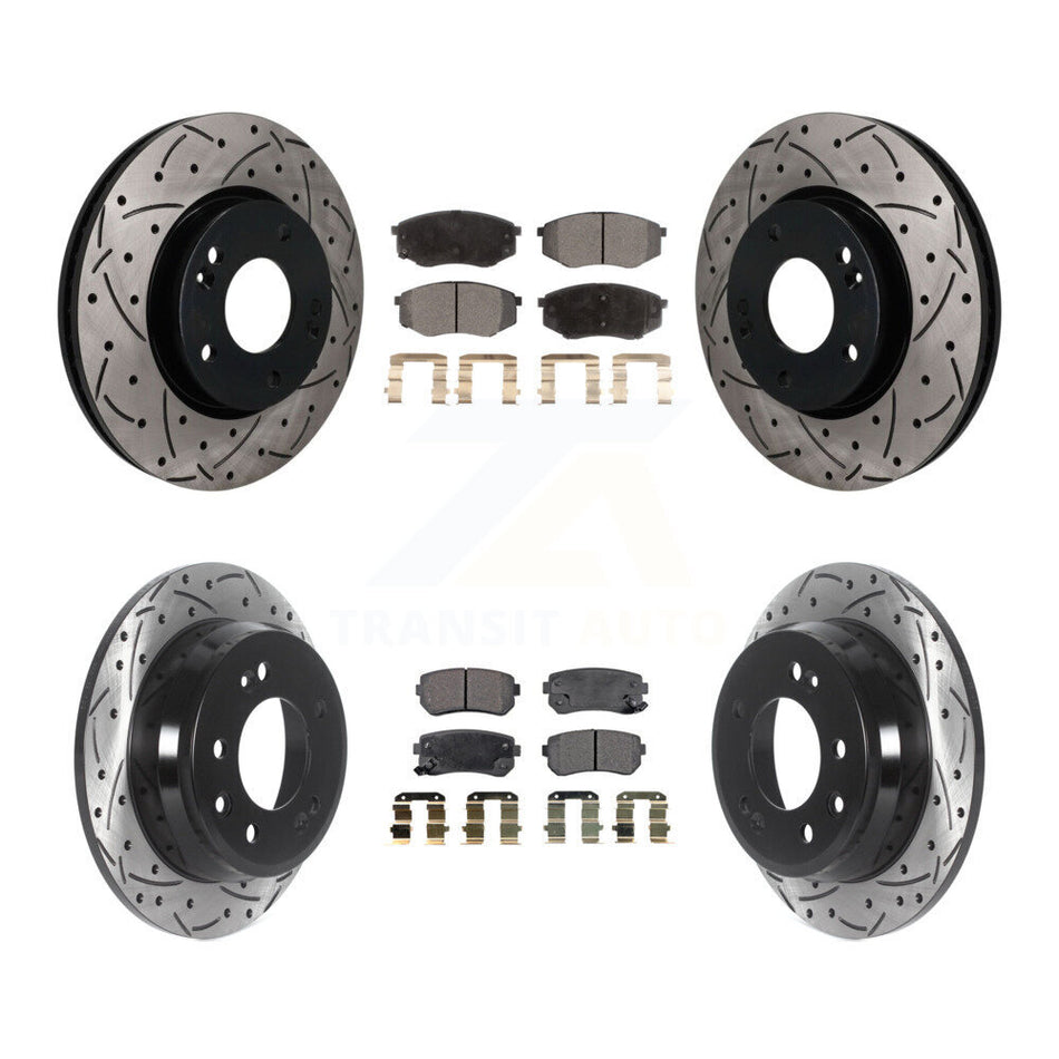Front Rear Drilled Slot Brake Rotor Semi-Metallic Pad Kit For Hyundai Tucson Kia Sportage KDF-101857