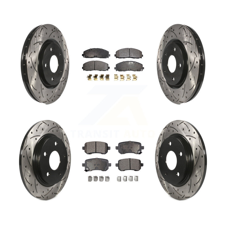 Front Rear Coated Drill Slot Disc Brake Rotor Semi-Metallic Pad Kit For Volkswagen Routan KDF-101861