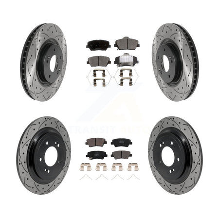 Front Rear Drilled Slot Disc Brake Rotor Semi-Metallic Pad Kit For 2019-2020 Hyundai Nexo KDF-101863