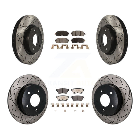 Front Rear Coated Drilled Slot Disc Brake Rotor & Semi-Metallic Pad Kit For Nissan Altima KDF-101864