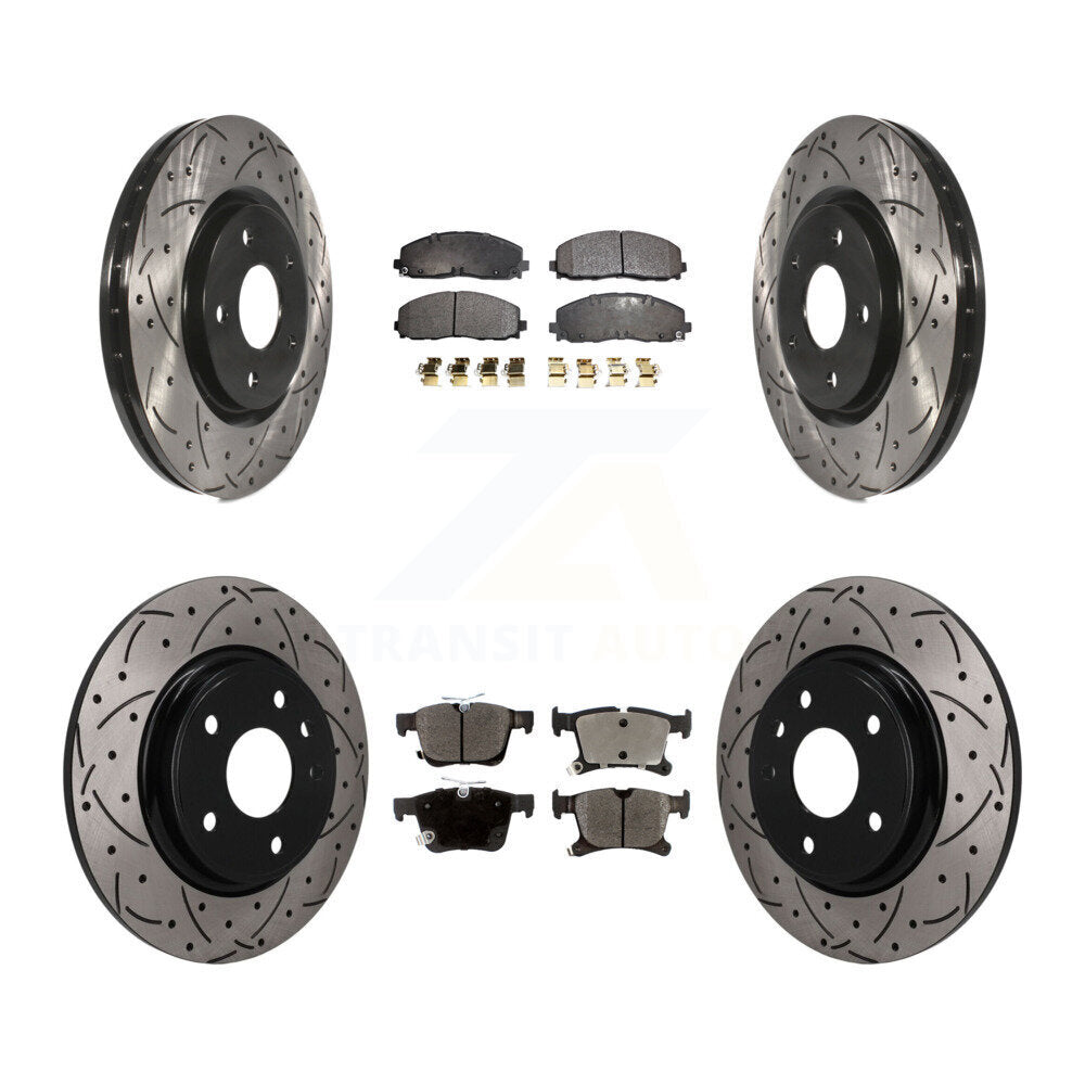 Front Rear Drill Slot Disc Brake Rotors Semi-Metallic Pad Kit For Chrysler Pacifica Grand KDF-101865