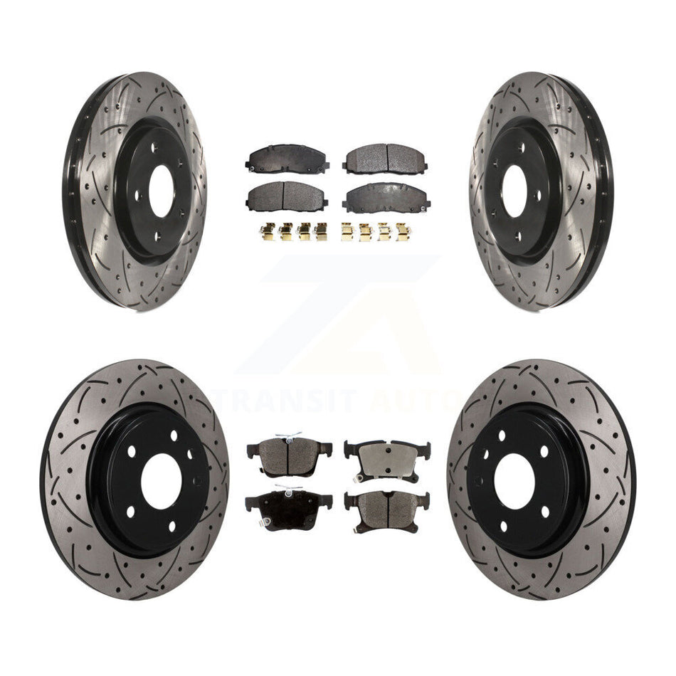 Front Rear Drill Slot Disc Brake Rotors Semi-Metallic Pad Kit For Chrysler Pacifica Grand KDF-101865