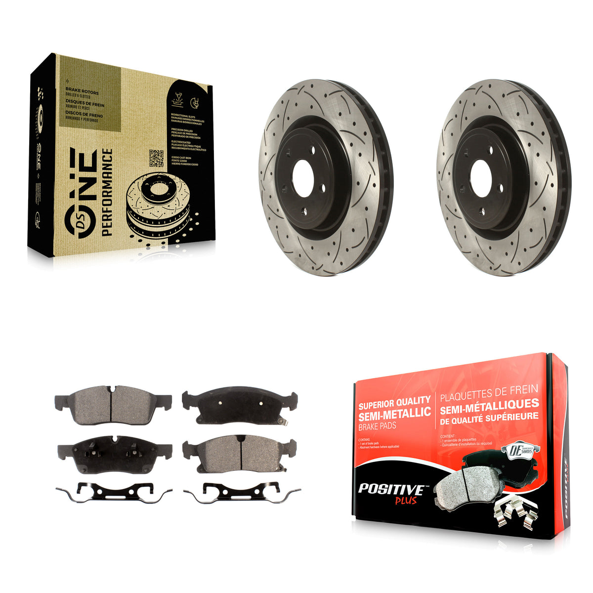Front Coated Drilled Slotted Disc Brake Rotor And Semi-Metallic Pad Kit For Dodge Durango KDF-101871
