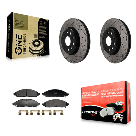 Front Drilled Slot Brake Rotors Semi-Metallic Pad Kit For 2022-2023 Jeep Grand Cherokee L KDF-101874
