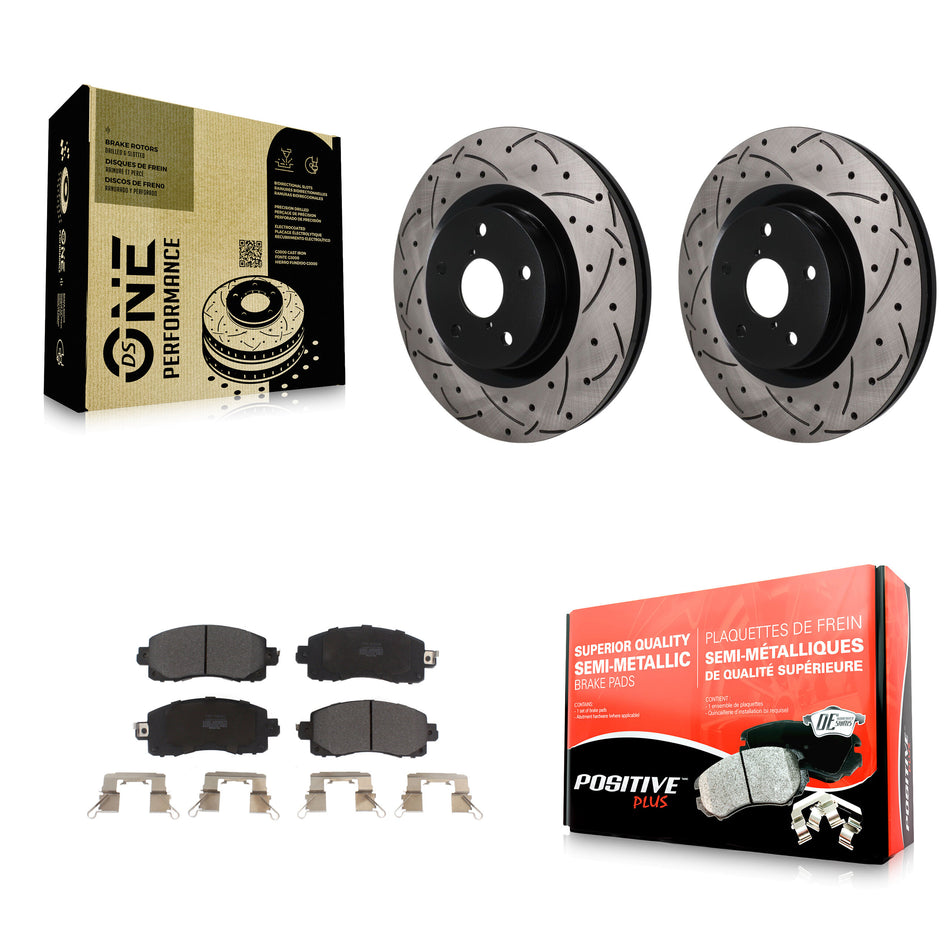 Front Drill Slot Brake Rotors Semi-Metallic Pad Kit For Subaru Forester Outback Crosstrek KDF-101879