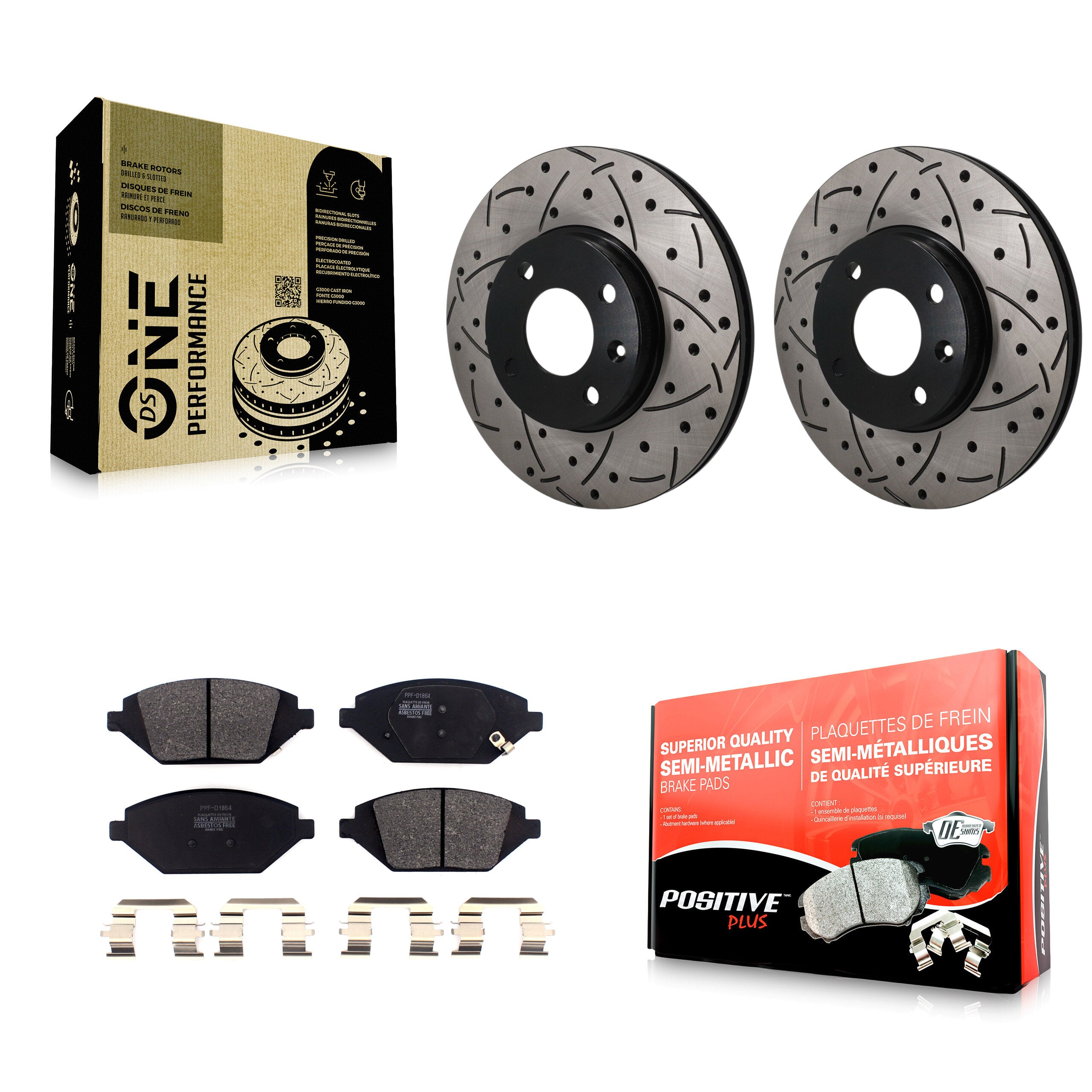 Front Drilled Slot Disc Brake Rotor & Semi-Metallic Pad Kit For 2016-2022 Chevrolet Spark KDF-101904