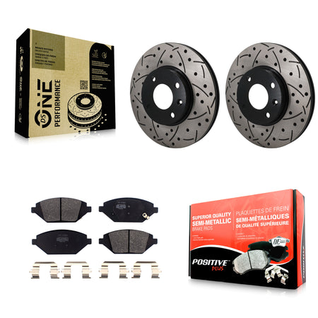 Front Drilled Slot Disc Brake Rotor & Semi-Metallic Pad Kit For 2016-2022 Chevrolet Spark KDF-101904