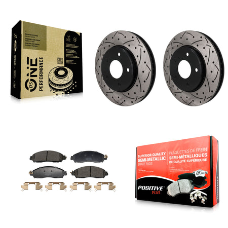 Front Coated Drilled Slotted Disc Brake Rotor Semi-Metallic Pad Kit For Nissan LEAF NV200 KDF-101908