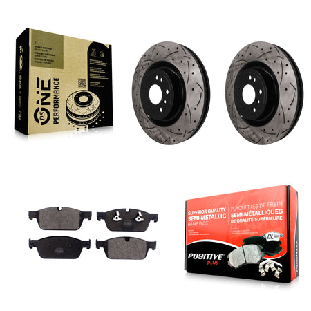 Front Drilled Slot Disc Brake Rotors Semi-Metallic Pad Kit For 2017 Mercedes-Benz GLS350d KDF-101914