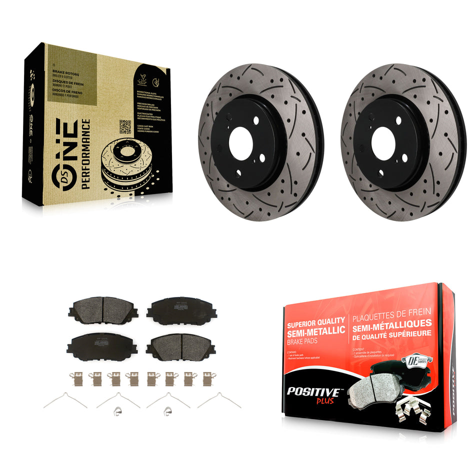 Front Coated Drilled Slotted Disc Brake Rotors And Semi-Metallic Pads Kit For Toyota C-HR KDF-101916