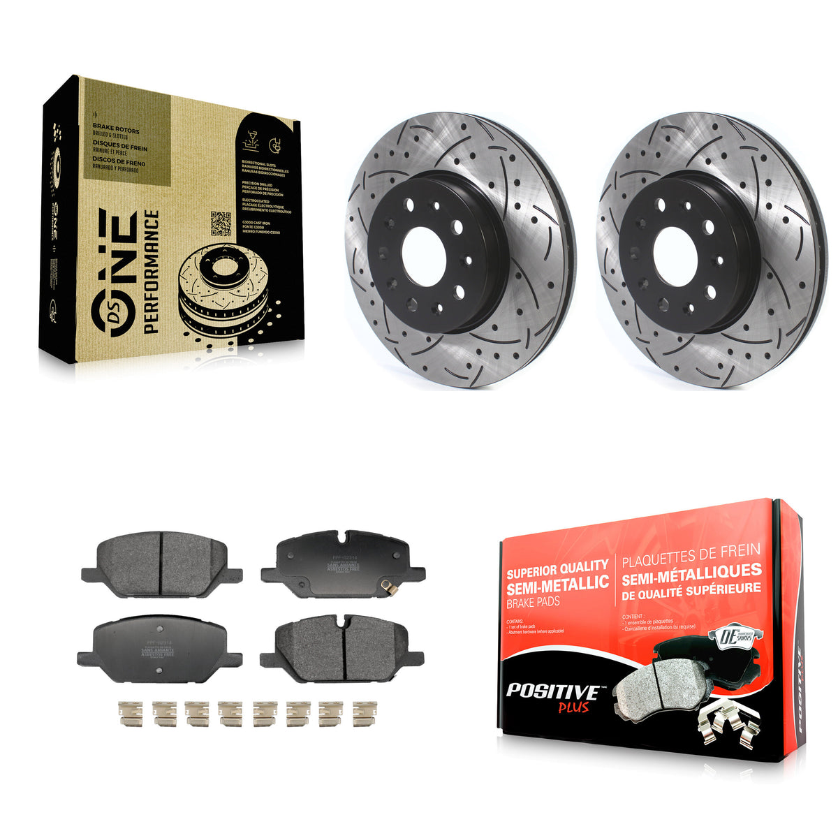 Front Coated Drilled Slot Disc Brake Rotors Semi-Metallic Pad Kit For Chevrolet Camaro LT KDF-101922