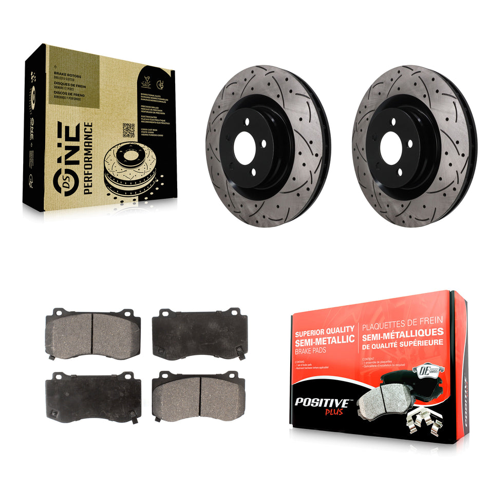 Front Drill Slot Brake Rotors Semi-Metallic Pad Kit For Dodge Charger Chrysler 300 Magnum KDF-101923