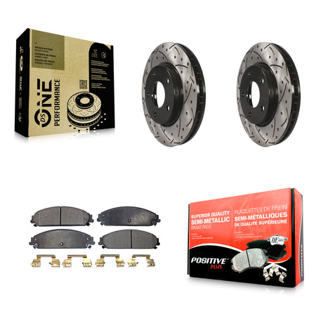 Front Drill Slot Disc Brake Rotor Semi-Metallic Pad Kit For 2008-2009 Dodge Caliber SRT-4 KDF-101927