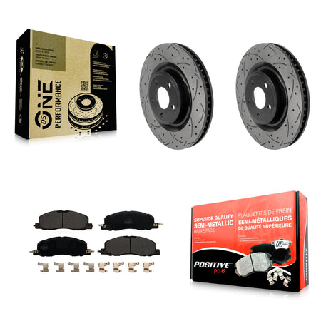 Front Drill Slot Disc Brake Rotor Semi-Metallic Pad Kit For Ford Explorer Lincoln Aviator KDF-101929
