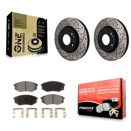 Front Drilled Slot Brake Rotors Semi-Metallic Pad Kit For Hyundai Tucson Kia Sportage FWD KDF-101930