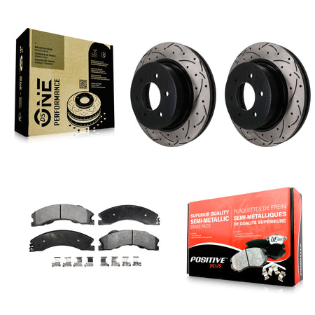 Front Drilled Slot Disc Brake Rotor & Semi-Metallic Pad Kit For 2016-2024 Nissan TITAN XD KDF-101933