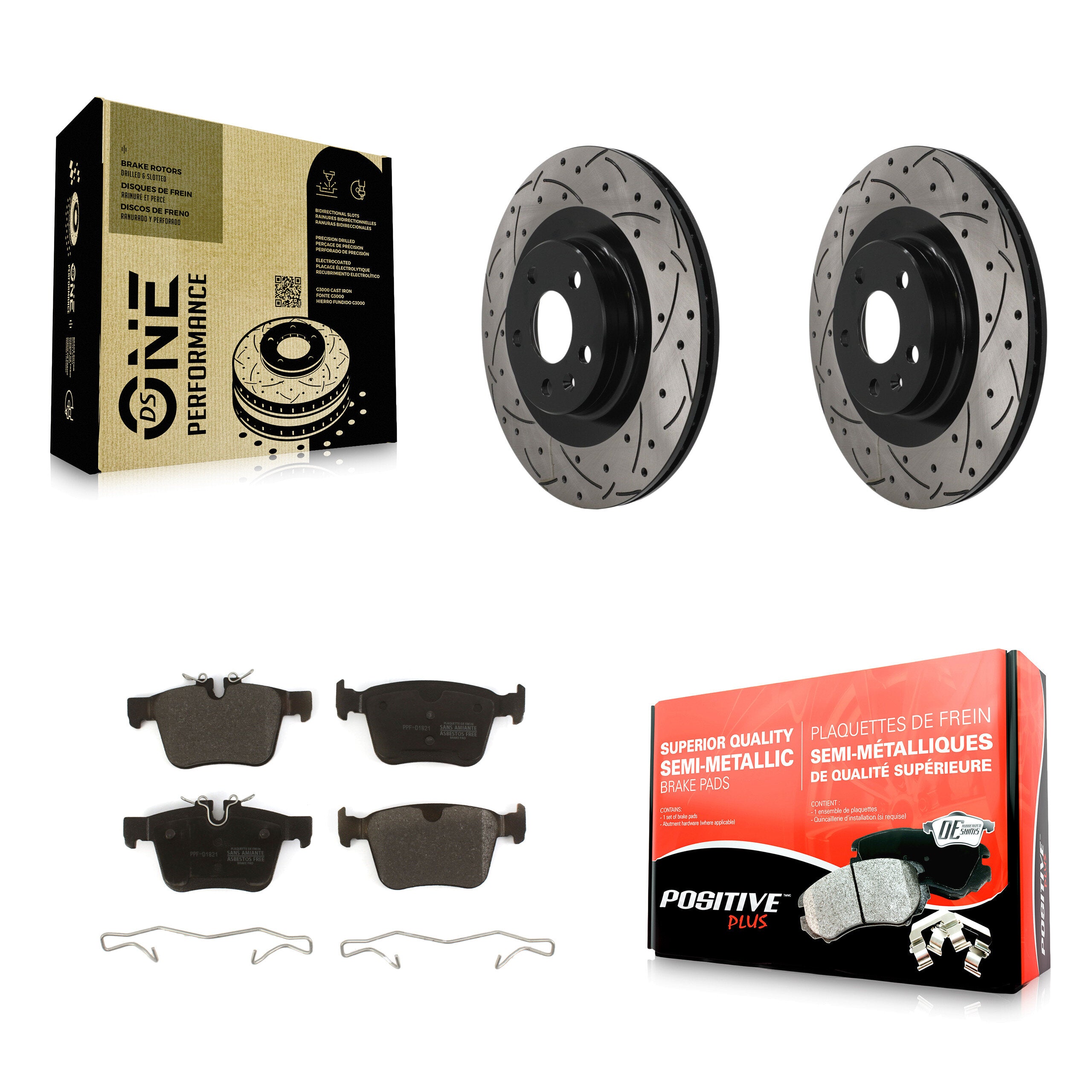 Rear Drilled Slot Brake Rotor Semi-Metallic Pad Kit For Volvo XC60 XC90 S60 V90 Cross S90 KDF-101937
