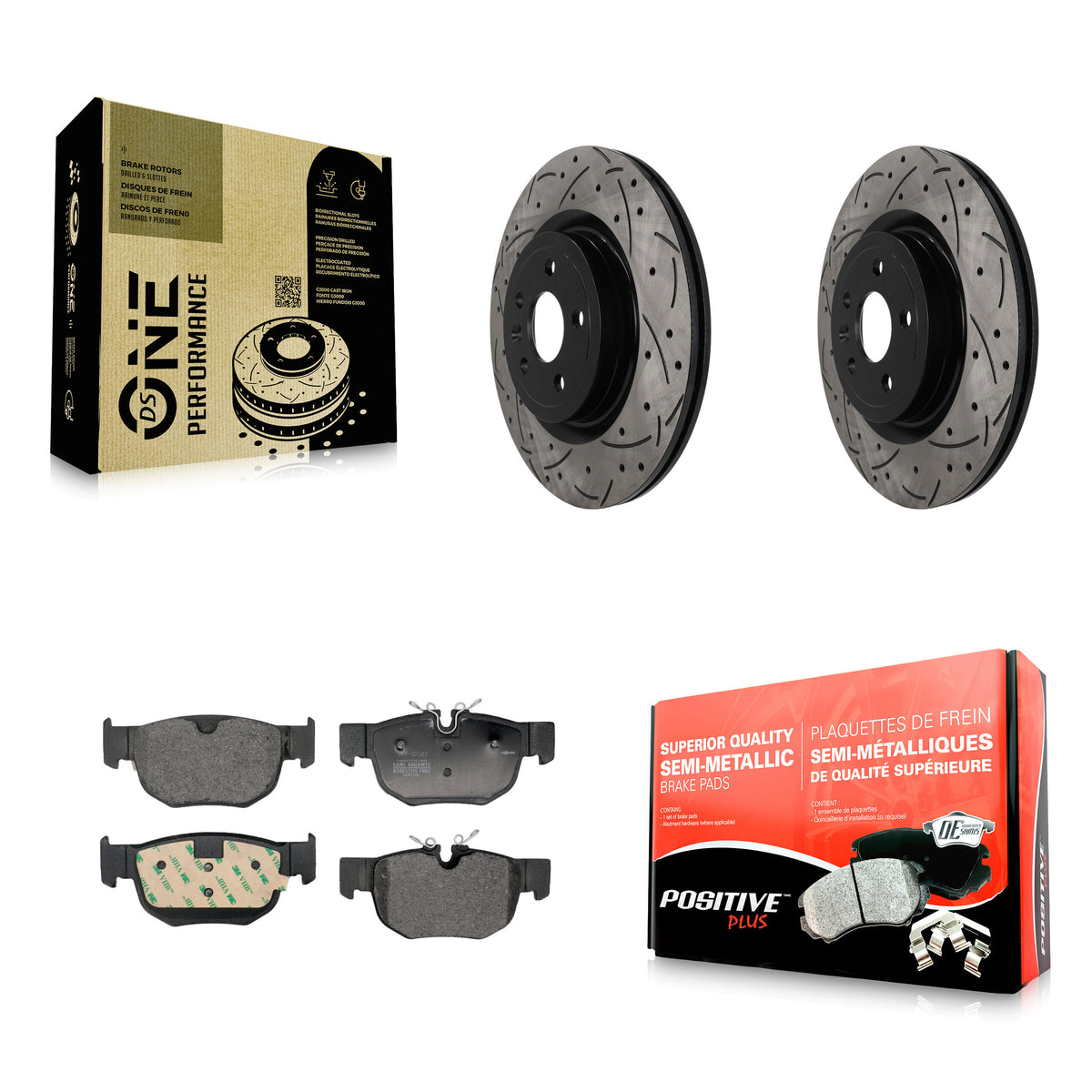 Rear Coated Drilled Slotted Disc Brake Rotors And Semi-Metallic Pad Kit For Jaguar F-Pace KDF-101939