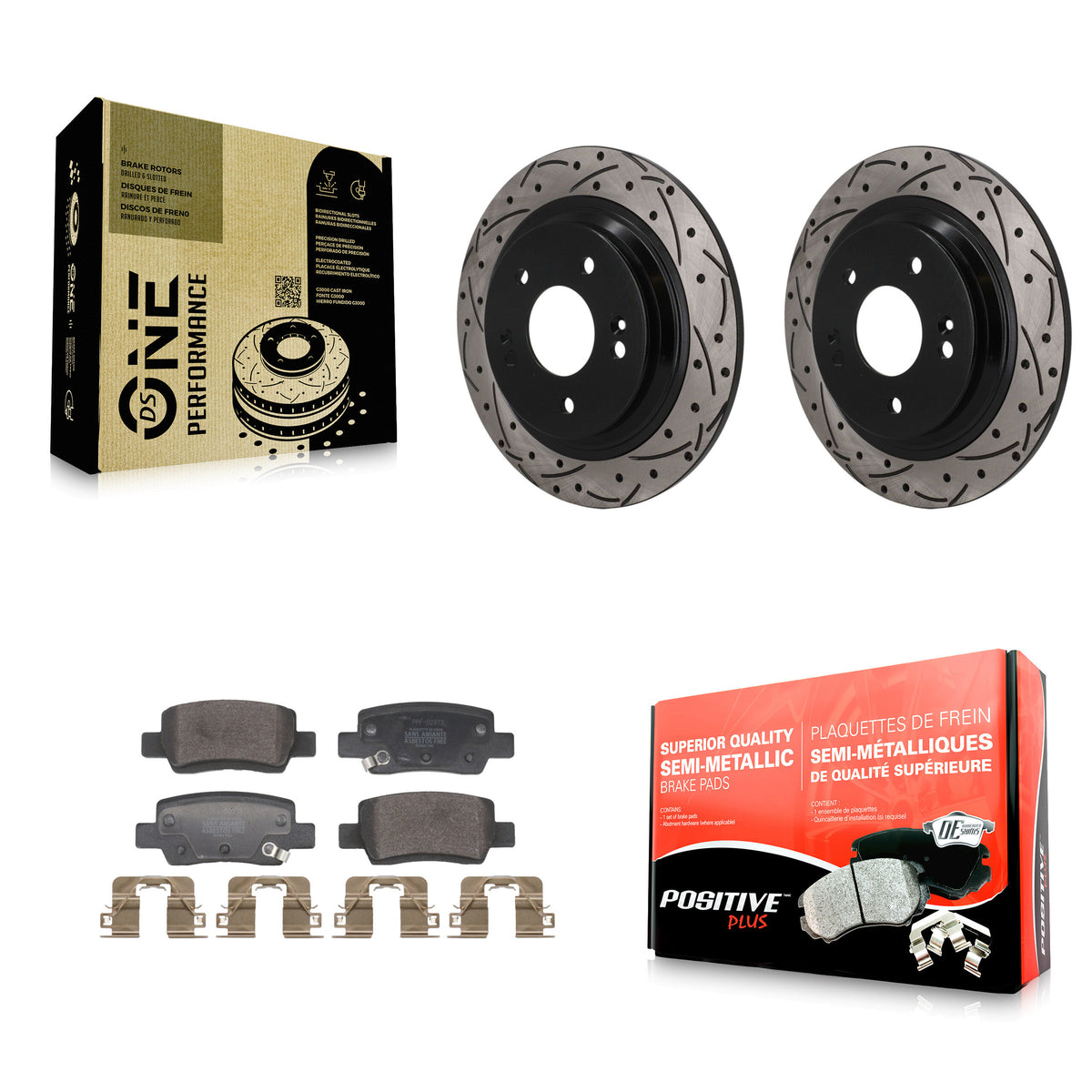 Rear Coated Drilled Slotted Disc Brake Rotors And Semi-Metallic Pads Kit For Kia Seltos KDF-101942