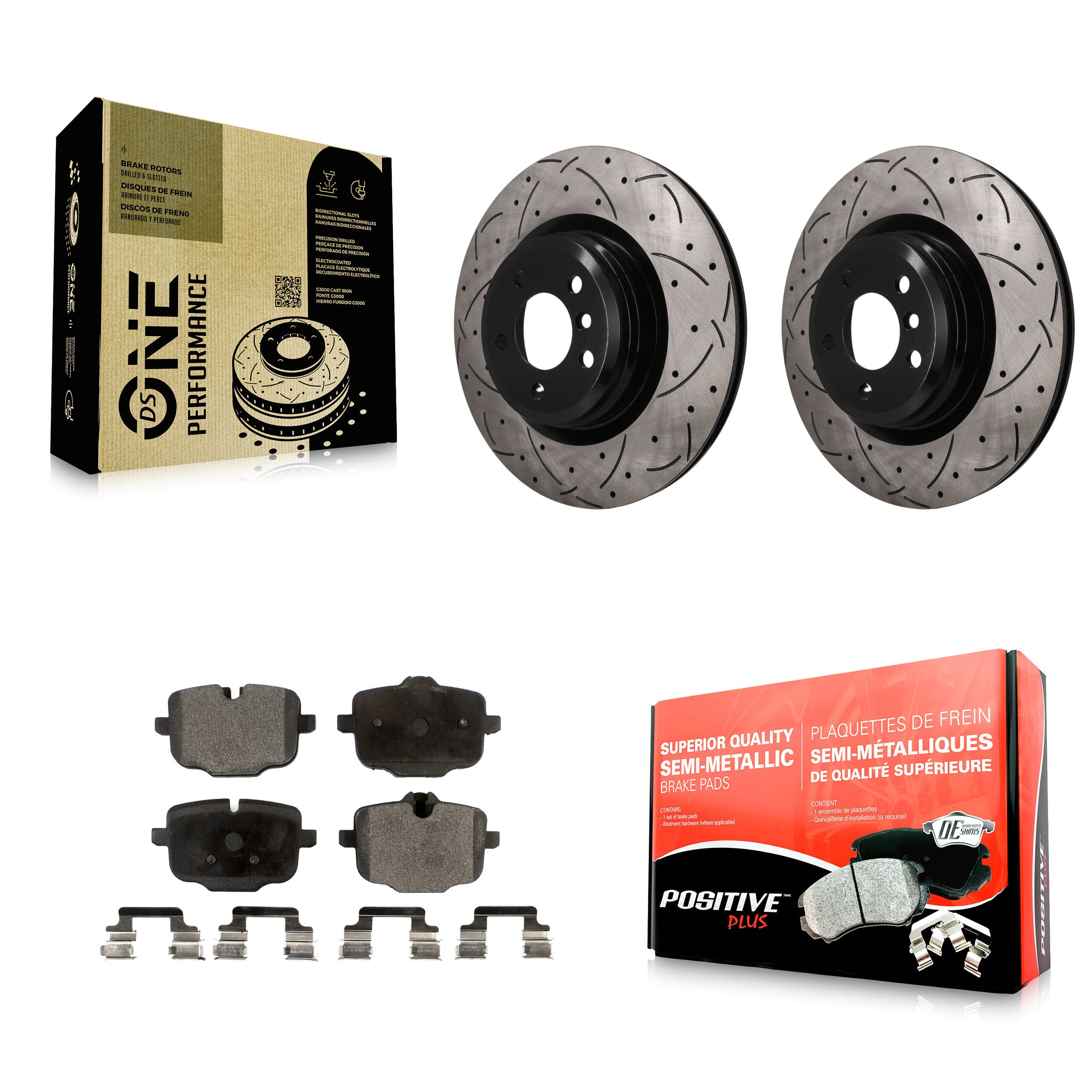 Rear Drilled Slot Brake Rotor & Semi-Metallic Pad Kit For BMW Alpina B6 xDrive Gran Coupe KDF-101947