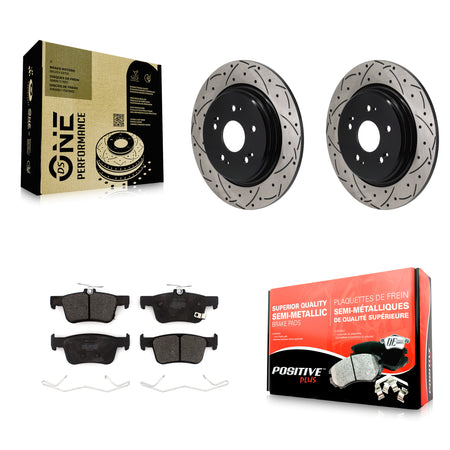 Rear Coated Drilled Slot Disc Brake Rotor & Semi-Metallic Pad Kit For 2022-2024 Acura RDX KDF-101948