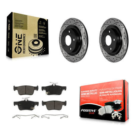 Rear Coated Drill Slot Disc Brake Rotor Semi-Metallic Pad Kit For 2024 Acura Integra 1.5L KDF-101950