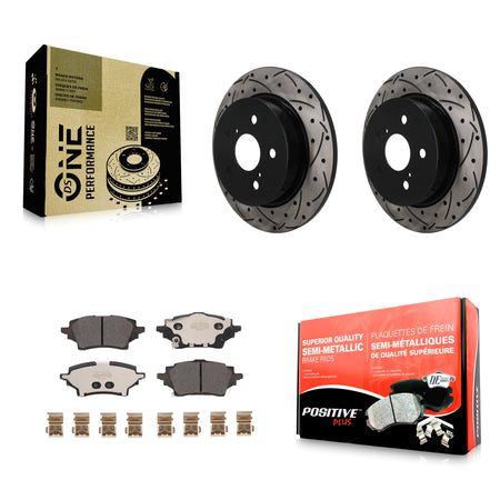 Rear Coated Drilled Slotted Disc Brake Rotors And Semi-Metallic Pads Kit For Toyota C-HR KDF-101952