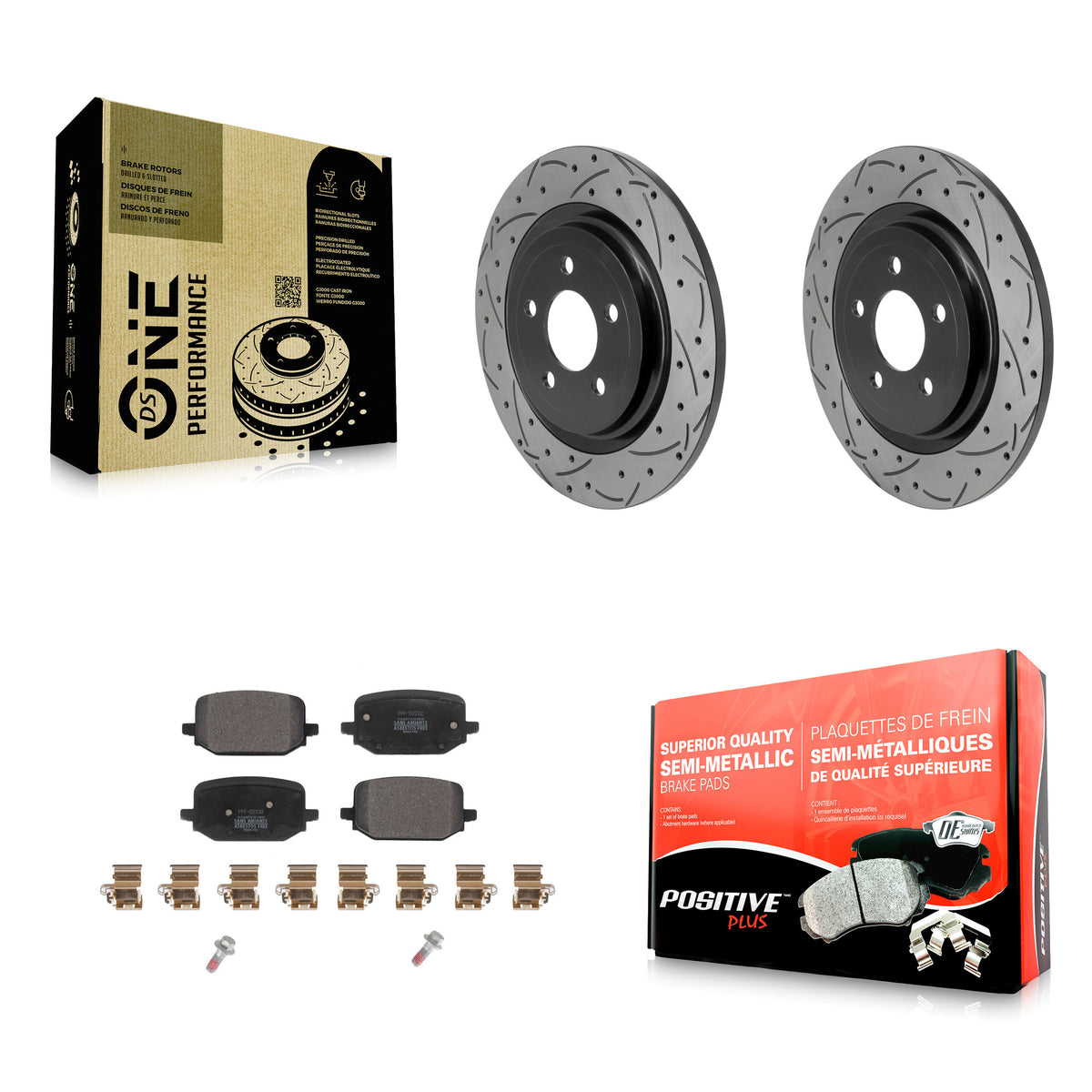 Rear Drilled Slot Brake Rotor Semi-Metallic Pad Kit For 2022-2024 Ford Explorer 3.0L/2.3L KDF-101954