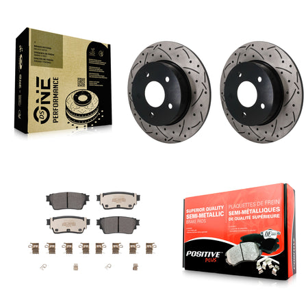 Rear Coated Drilled Slot Disc Brake Rotor & Semi-Metallic Pad Kit For Nissan Kicks Altima KDF-101964