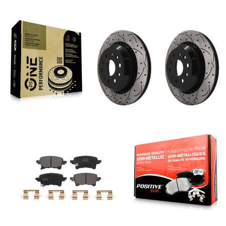 Rear Coated Drill Slot Disc Brake Rotor Semi-Metallic Pad Kit For Jeep Wrangler Gladiator KDF-101966