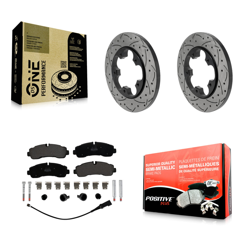Rear Drill Slot Brake Rotors Semi-Metallic Pad Kit For Ford Transit-350 With 5 Lug Wheels KDF-101968