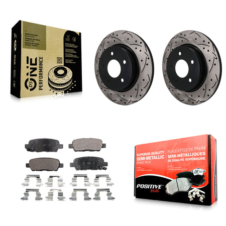 Rear Drilled Slot Brake Rotor & Semi-Metallic Pad Kit For Nissan Qashqai Rogue Sport LEAF KDF-101970