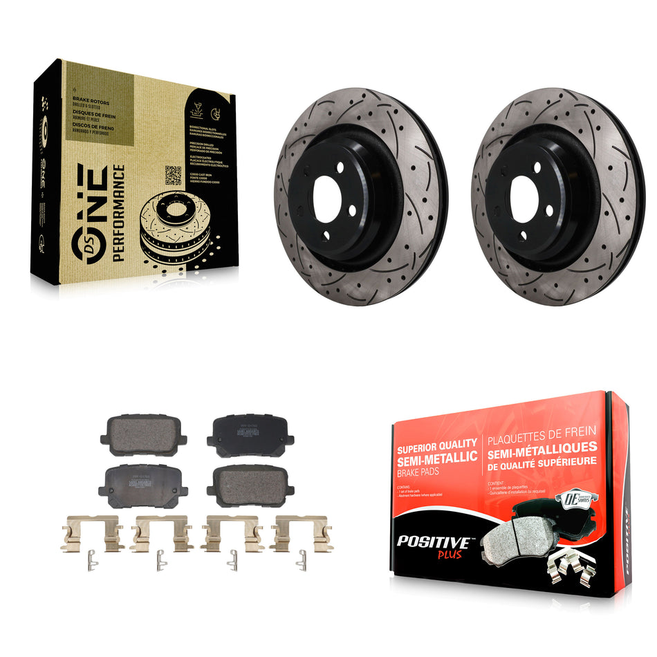 Rear Coated Drilled Slotted Disc Brake Rotors And Semi-Metallic Pad Kit For Dodge Charger KDF-101973
