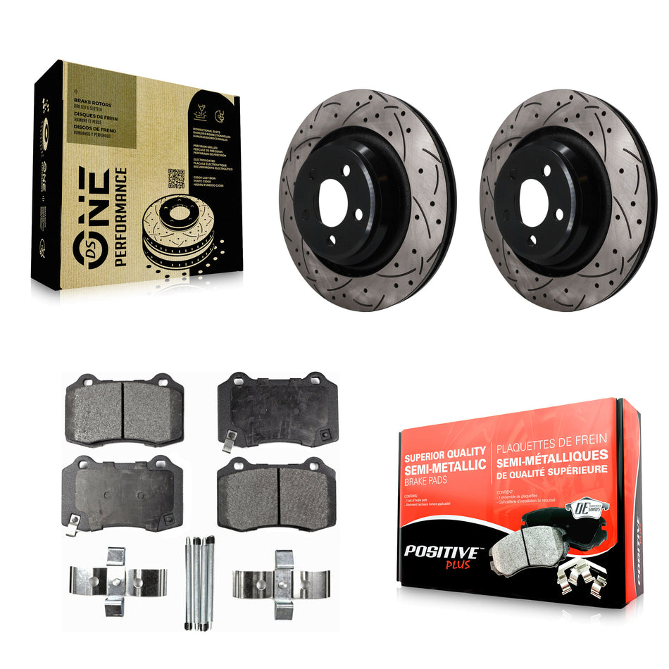Rear Drilled Slot Brake Rotor Semi-Metallic Pad Kit For Dodge Charger Chrysler 300 Magnum KDF-101974