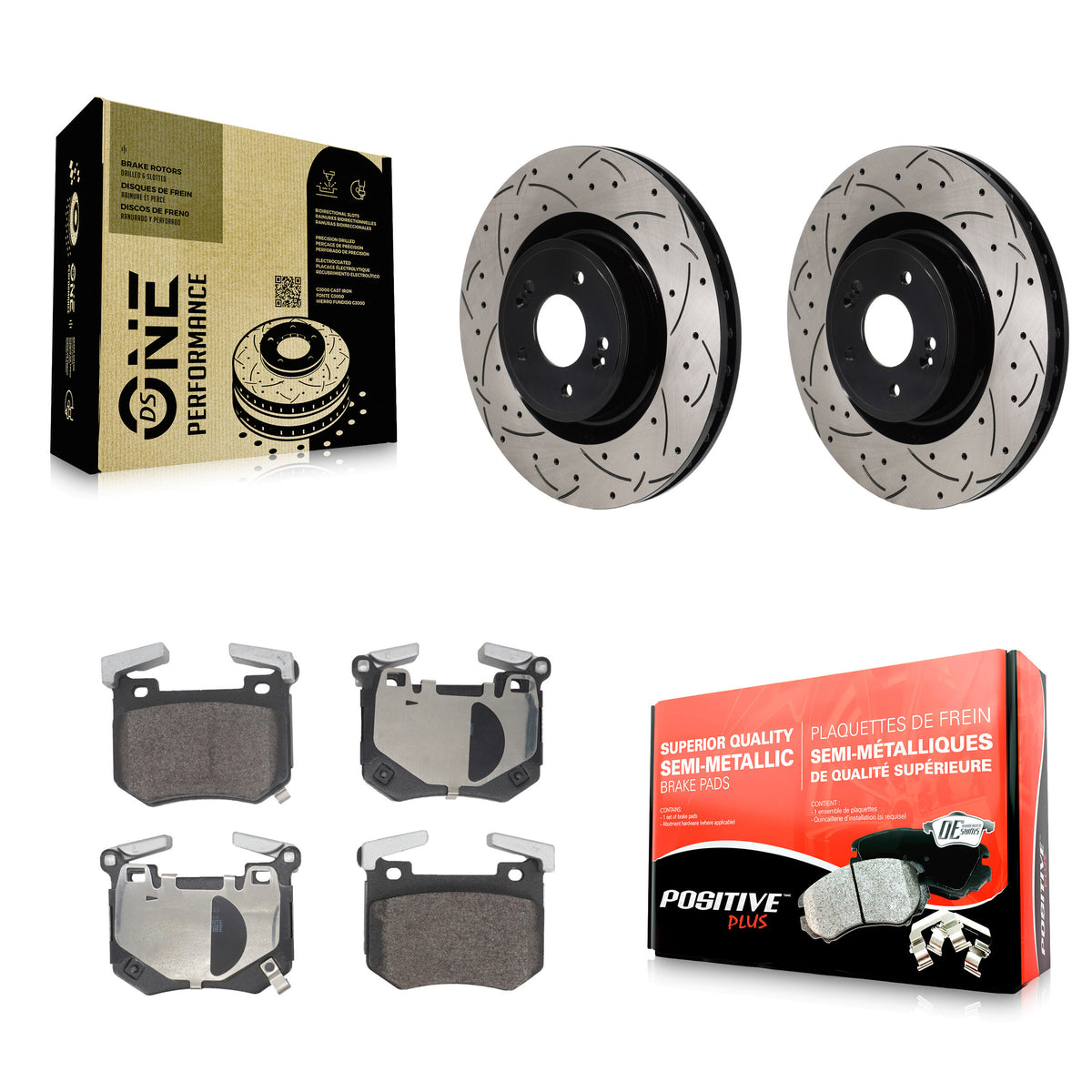 Rear Drilled Slot Disc Brake Rotor & Semi-Metallic Pad Kit For 2024-2025 Genesis G70 3.3L KDF-101976