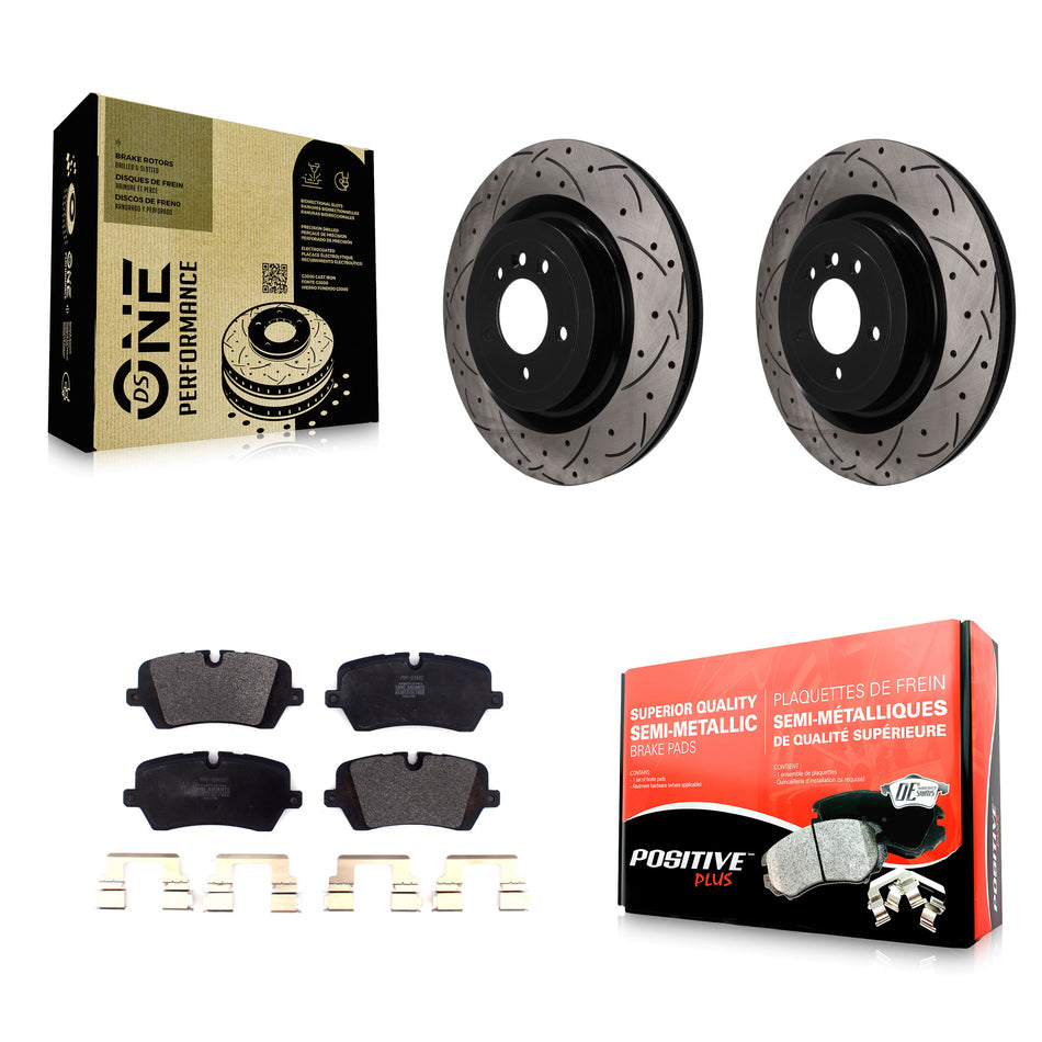 Rear Drill Slot Brake Rotor Semi-Metallic Pad Kit For Land Rover Range Sport Defender 110 KDF-101980