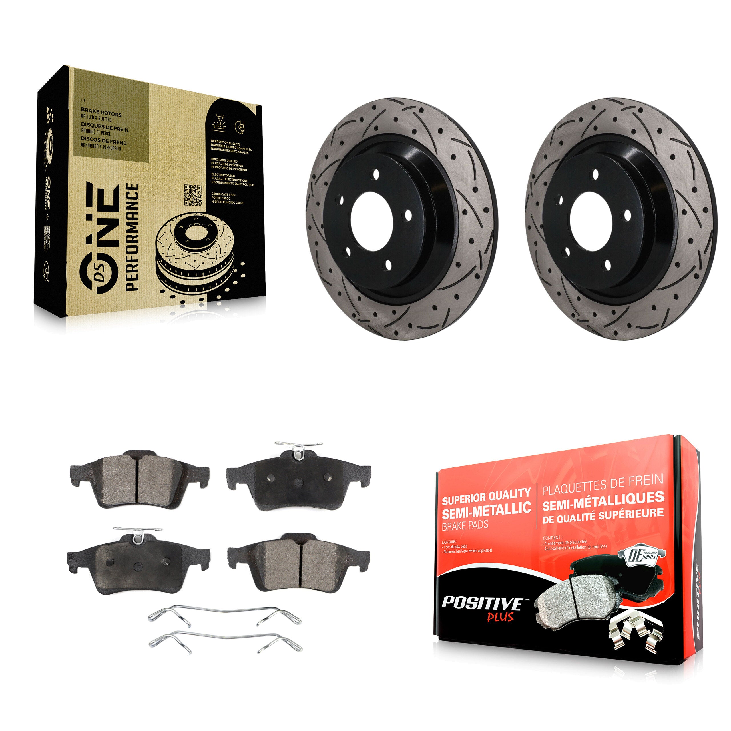 Rear Coated Drilled Slotted Disc Brake Rotors And Semi-Metallic Pads Kit For Mazda 5 KDF-101988