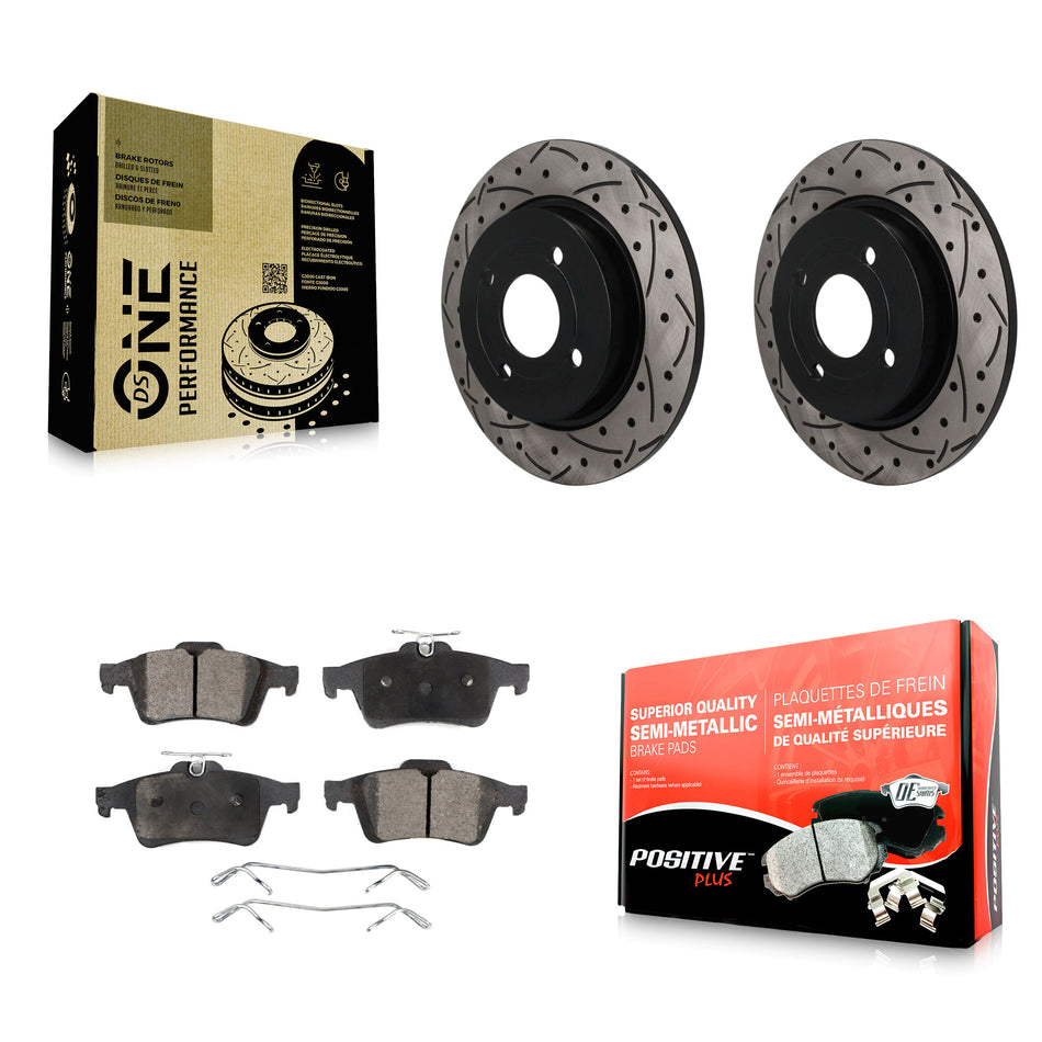 Rear Drilled Slot Disc Brake Rotors Semi-Metallic Pad Kit For 2018-2022 Ford EcoSport AWD KDF-101992