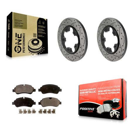 Rear Drilled Slot Brake Rotor & Semi-Metallic Pad Kit For Ford Transit-250 Transit-150 HD KDF-101993