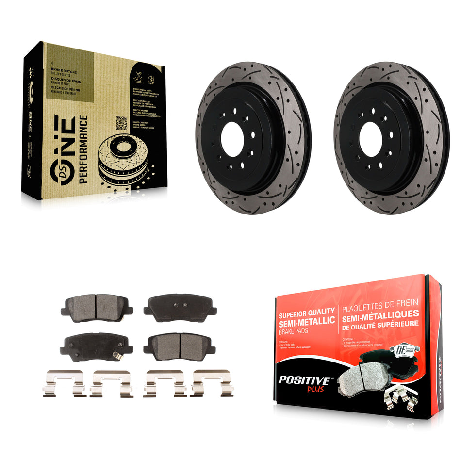 Rear Coated Drilled Slotted Disc Brake Rotors And Semi-Metallic Pads Kit For Cadillac ATS KDF-101995