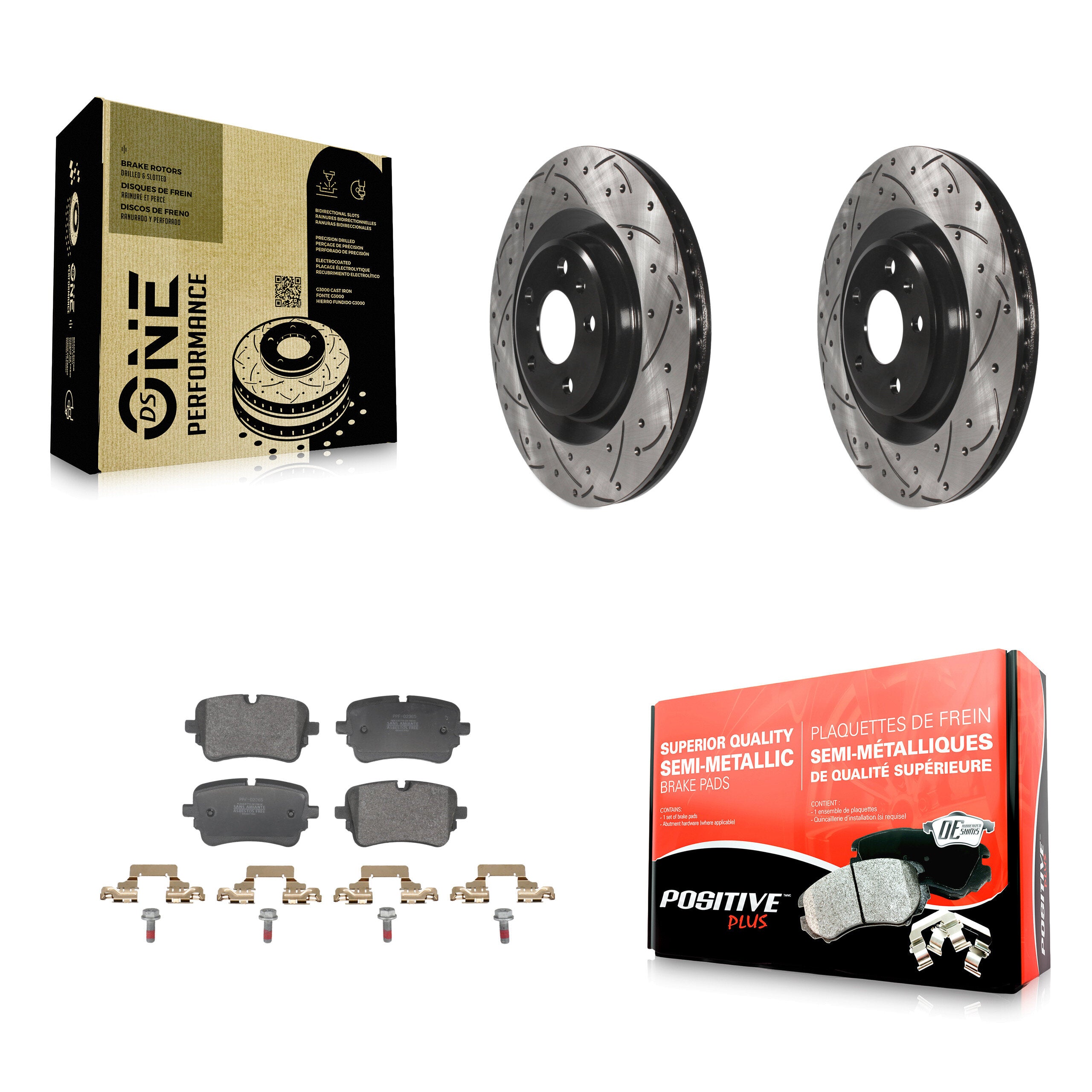 Rear Coated Drilled Slotted Disc Brake Rotors And Semi-Metallic Pads Kit For Audi S8 KDF-102006